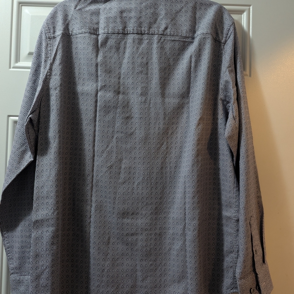 Men's Tasso Elba Button-Up Patterned Purple/Blue Dress Shirt Size Medium - Picture 4 of 9